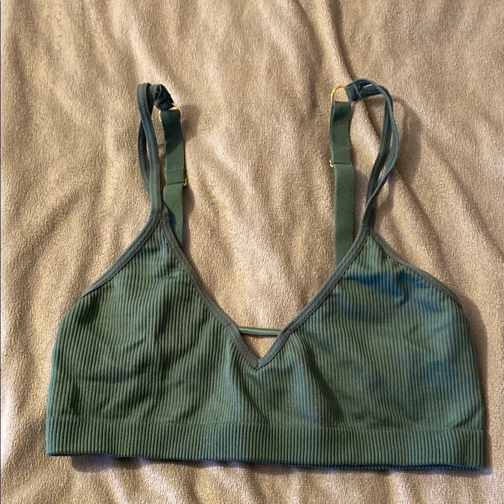 LIVELY Green Ribbed Bralette